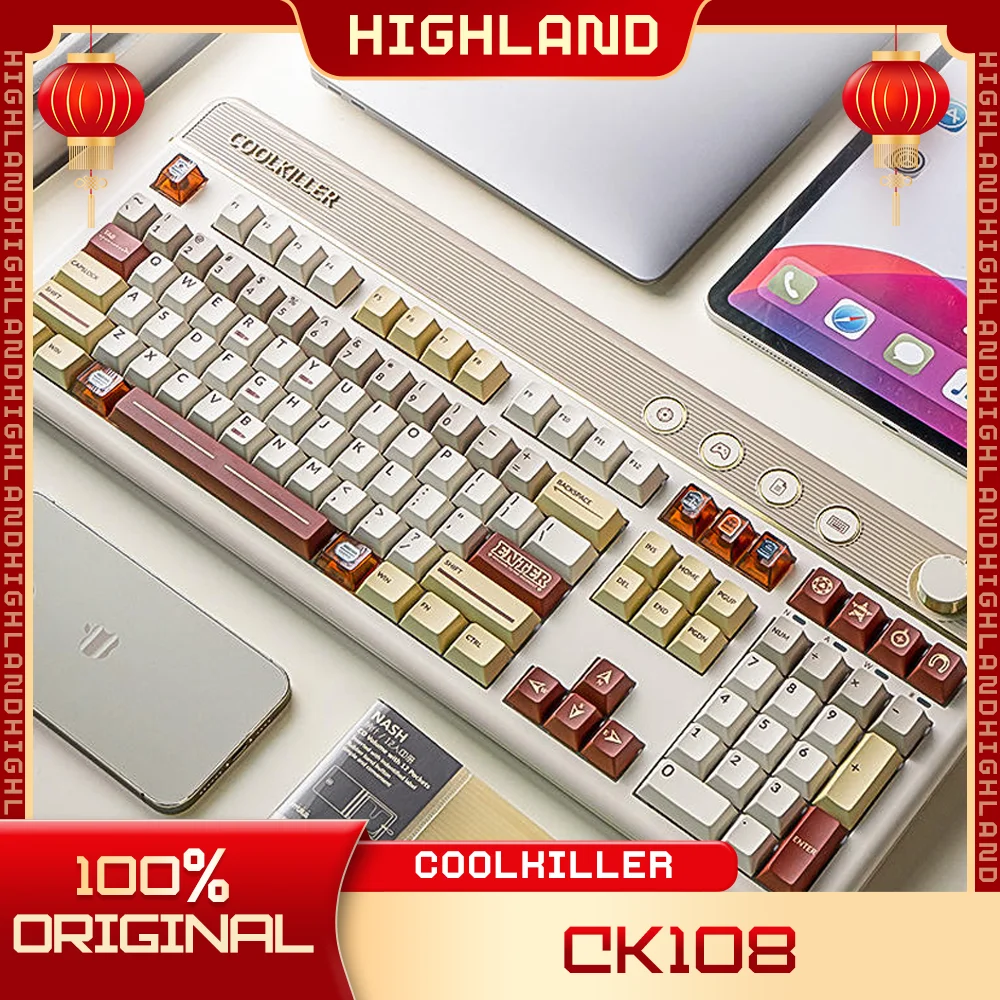 Механическая клавиатура Coolkiller Ck108, магнитный переключатель, 3 режима, беспроводная Bluetooth-клавиатура, Киберспорт, игровые клавиатуры