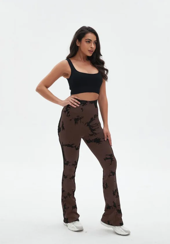 Mode ausgestellte Hosen weibliche nahtlose Tiedye Leggings hohe Taille dehnbare Yoga Leggings nahtlose sexy Hüfte heben Sport hose – Detail 11