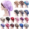 New Women Satin Night Cap Bowknot Sleep Hat Silk Chemo Caps Cancer Hats Long Tail Hair Bonnet Head Scarf Wrap Bandana Headwear 1