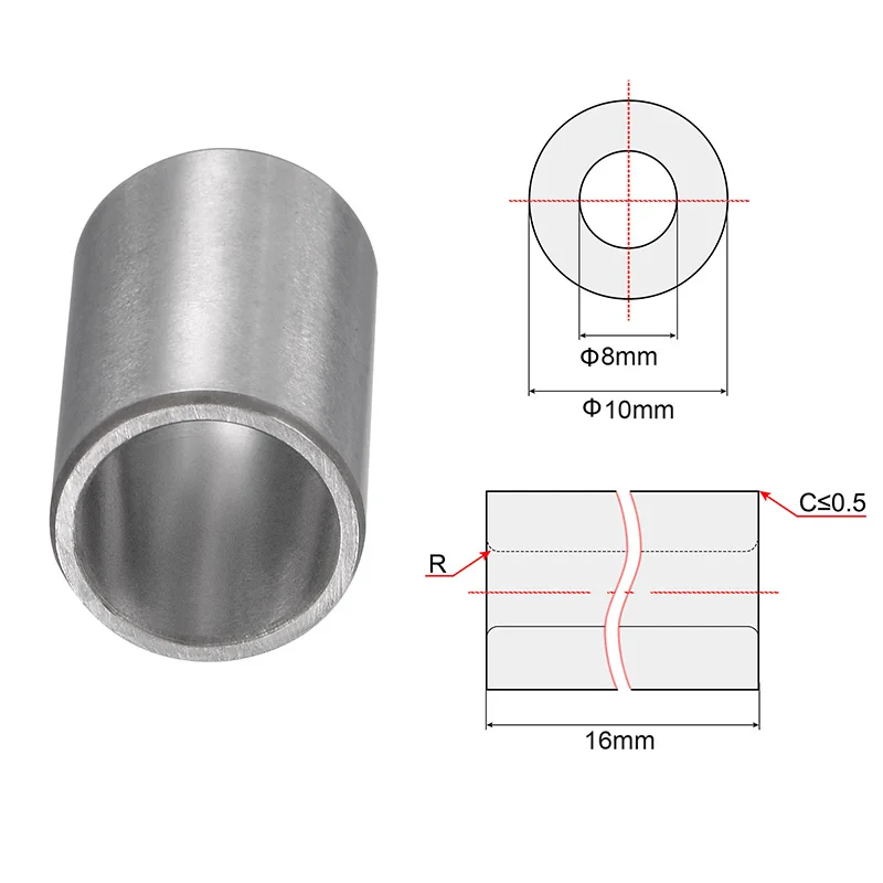 Uxcell 2pcs Inner Diameter 8mm Sleeve Bearings 8mmx10mmx16mm Chrome Steel Oilless Bushing