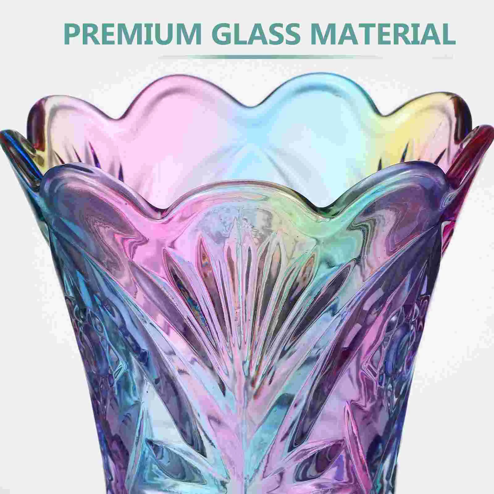 Round Colorful Vase Artificial Flowers Cardinal Decor Glass and Plant Container 6