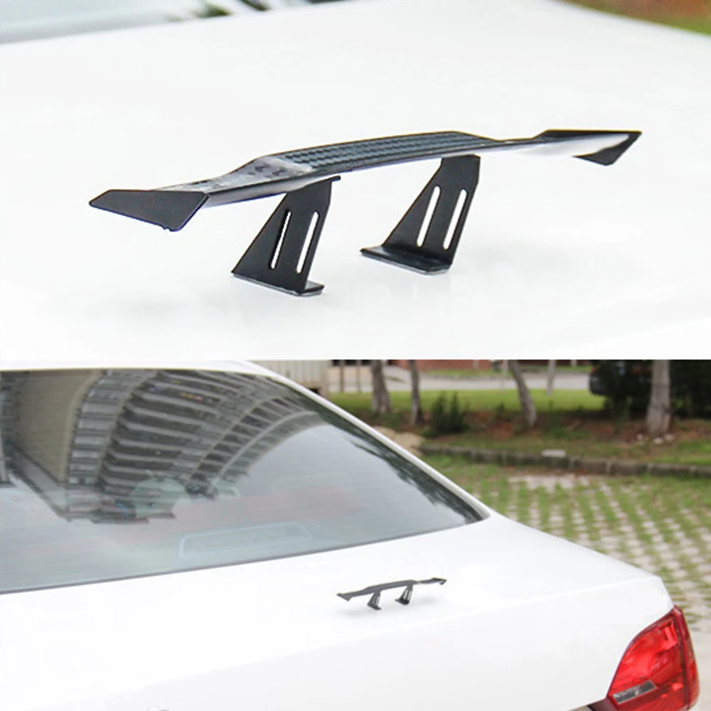 Universal Spoiler Carbon Fiber Look 3D Mini Rear Trunk Wing Boot Lip Spoiler Stickers Car Exterior Funny Accessories Decoration auto sticker car rear wing spoiler
