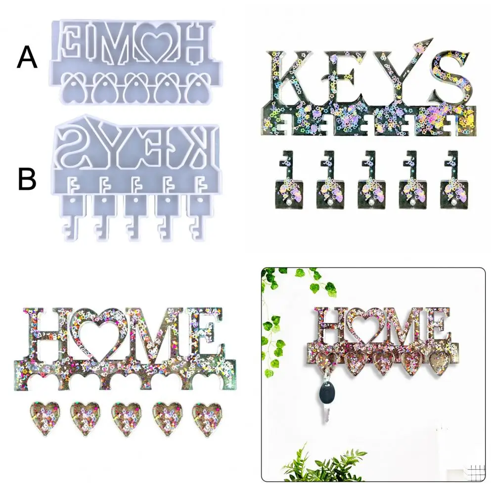 

Epoxy Resin Mold DIY Silicone Mold Non-stick Soft Craft Handiwork Wall Mounted Key Hanger Casting Mold