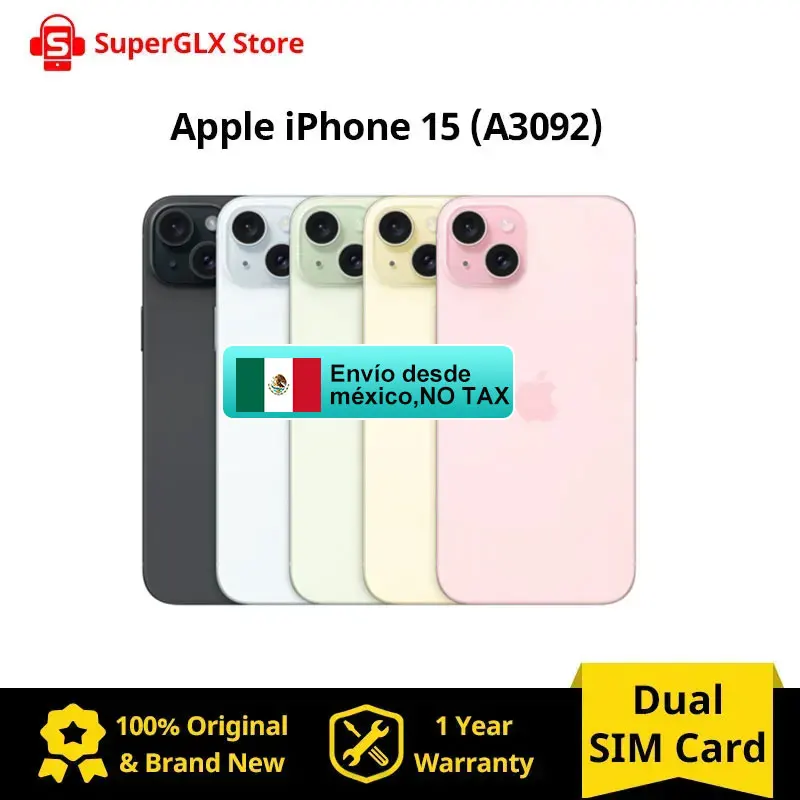 Apple iPhone 15 A3092 iOS 17 Apple A16 Bionic Super Retina XDR OLED дисплей IP68 Защита от пыли/воды две SIM-карты 100% Новый оригинальный