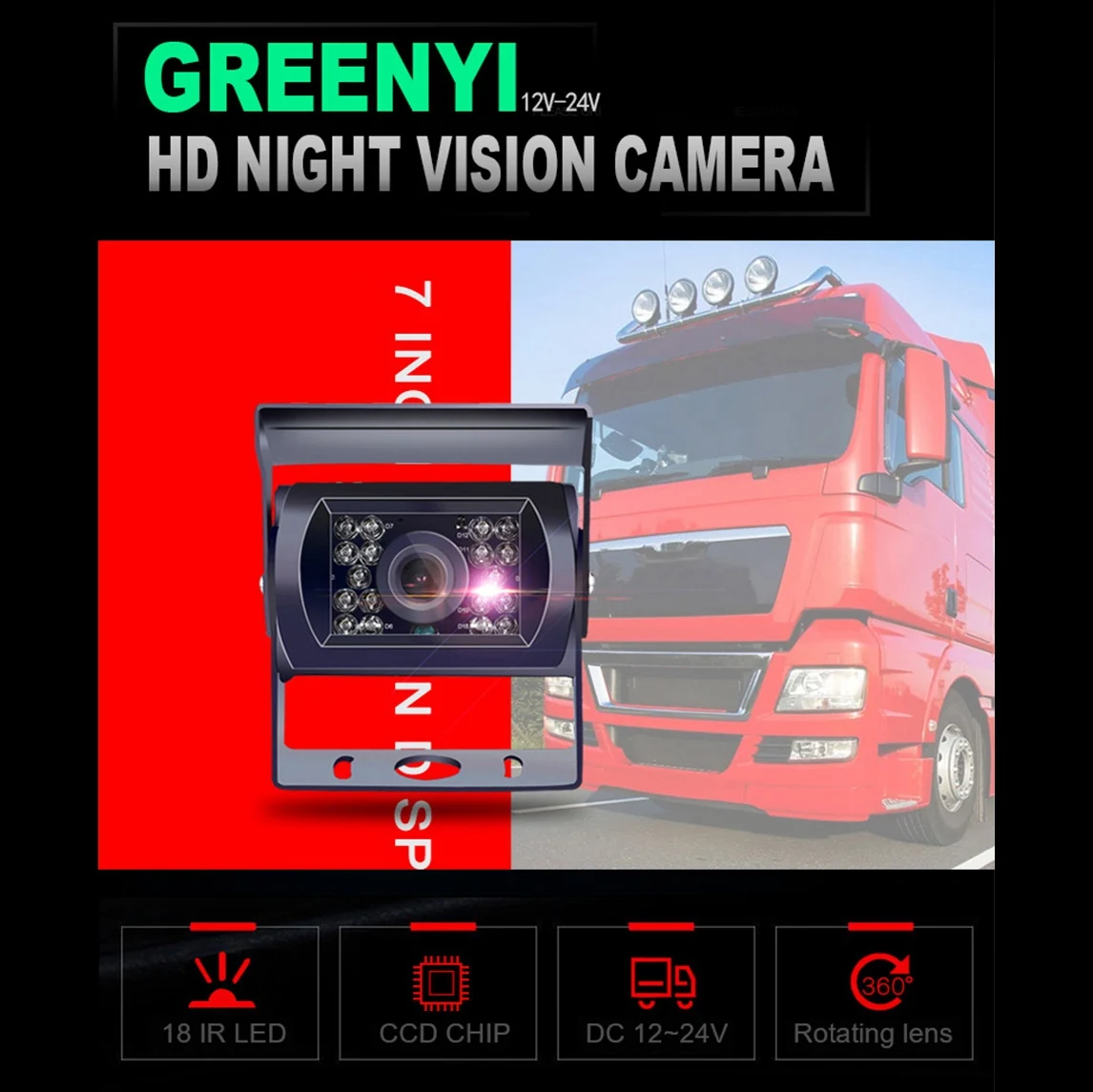 Aviation Head Car Rear View Monitor Upgrade 700Tvl Ccd 18 Ir Leds Reversing Camera 12/24V for Truck Caravan Bus
