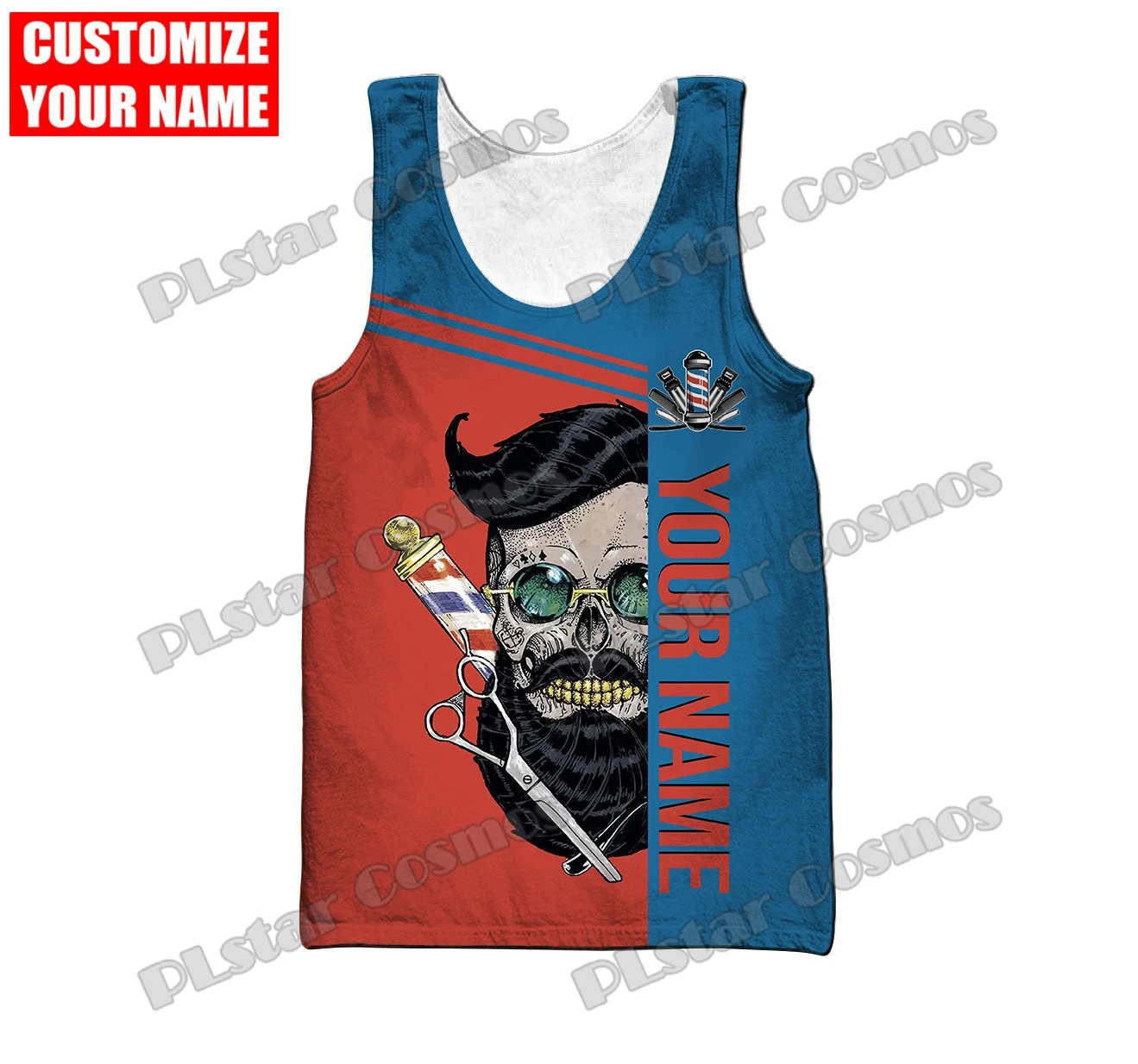 PLstar Cosmos Personalisierte Name Barber 3D All Over Gedruckt Herrenmode Weste Sommer Unisex Harajuku Casual Tank Tops BXD33 – Detail 9
