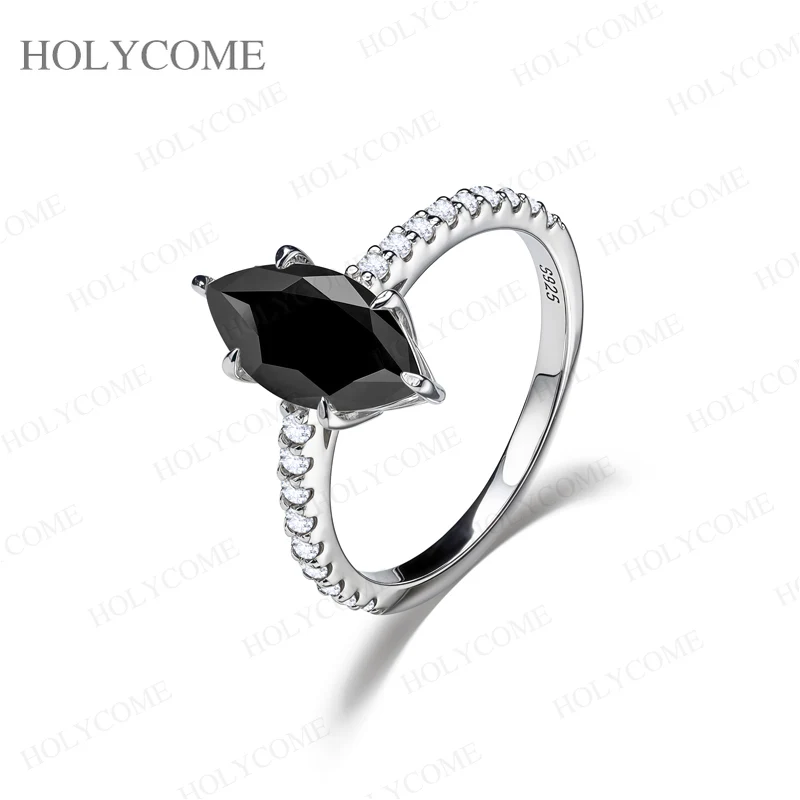 2CT Marquise-Schliff Moissanit-Verlobungsringe für Damen, 925 Sterling Silber, Einzigartiger Grauer Edelstein-Ehering, GRA-Zertifiziert – Detail 3