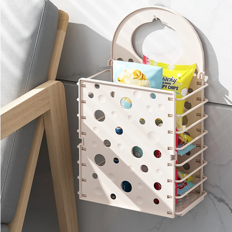 Folding Hollow Out Plastic Dirty Laundry Basket Home Portable Hamper Wall-Mounted Clothes Storage Baskets Bathroom Organizer