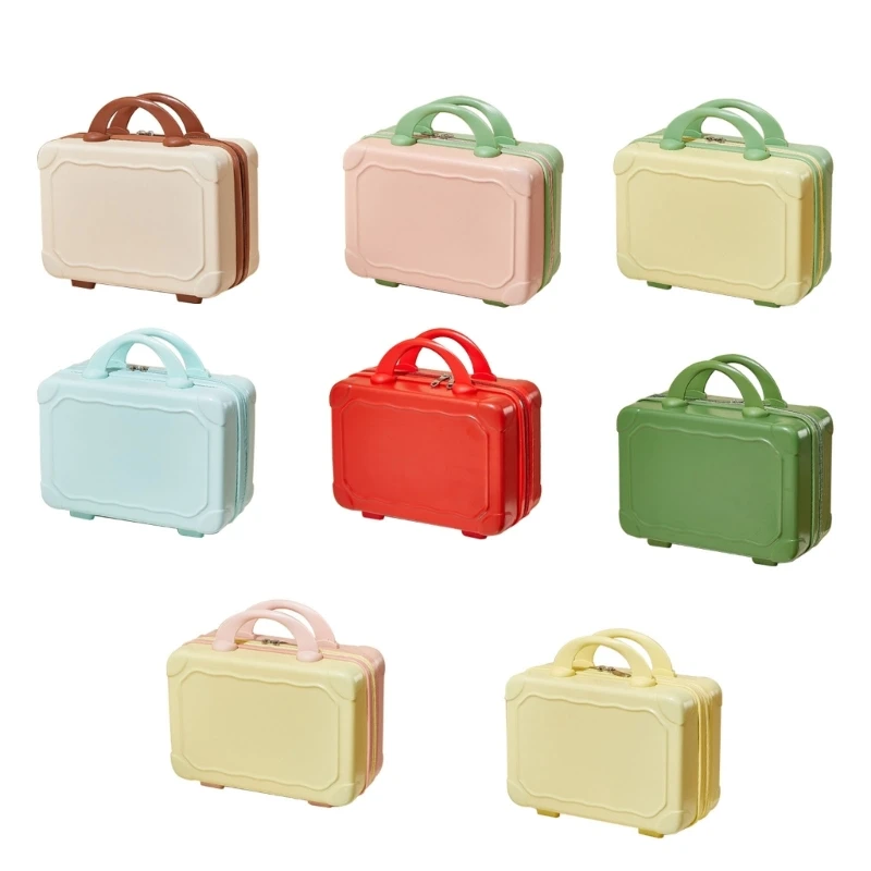 

Women Travel Mini Luggage Makeup Bag Portable 14 Inch Suitcase Cosmetic Box with Handle Lady Large Capacity Toiletry Handbag