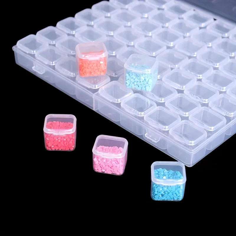 1 Set Of 28/56 Grids DIY Diamond Painting Tool Jewelry Nail Loose Bead Organizer Independent Rice Bead Storage Container