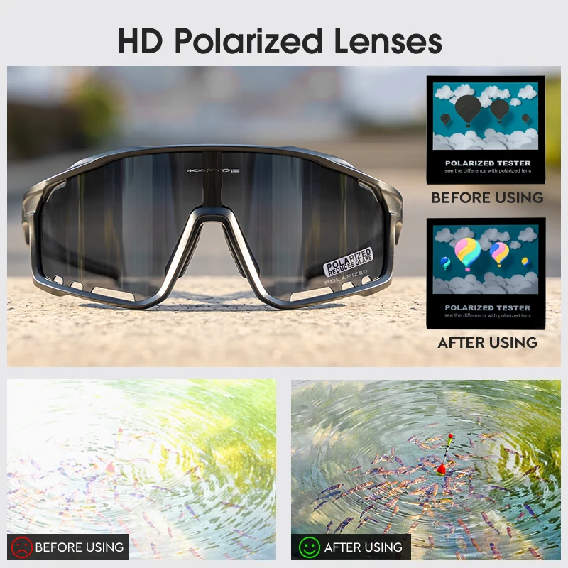 Kapvoe Occhiali da ciclismo MTB Equitazione Occhiali da sole da corsa Polarizzati Sci Pesca Occhiali da arrampicata Uomo Donna Occhiali da bicicletta_voghion.com