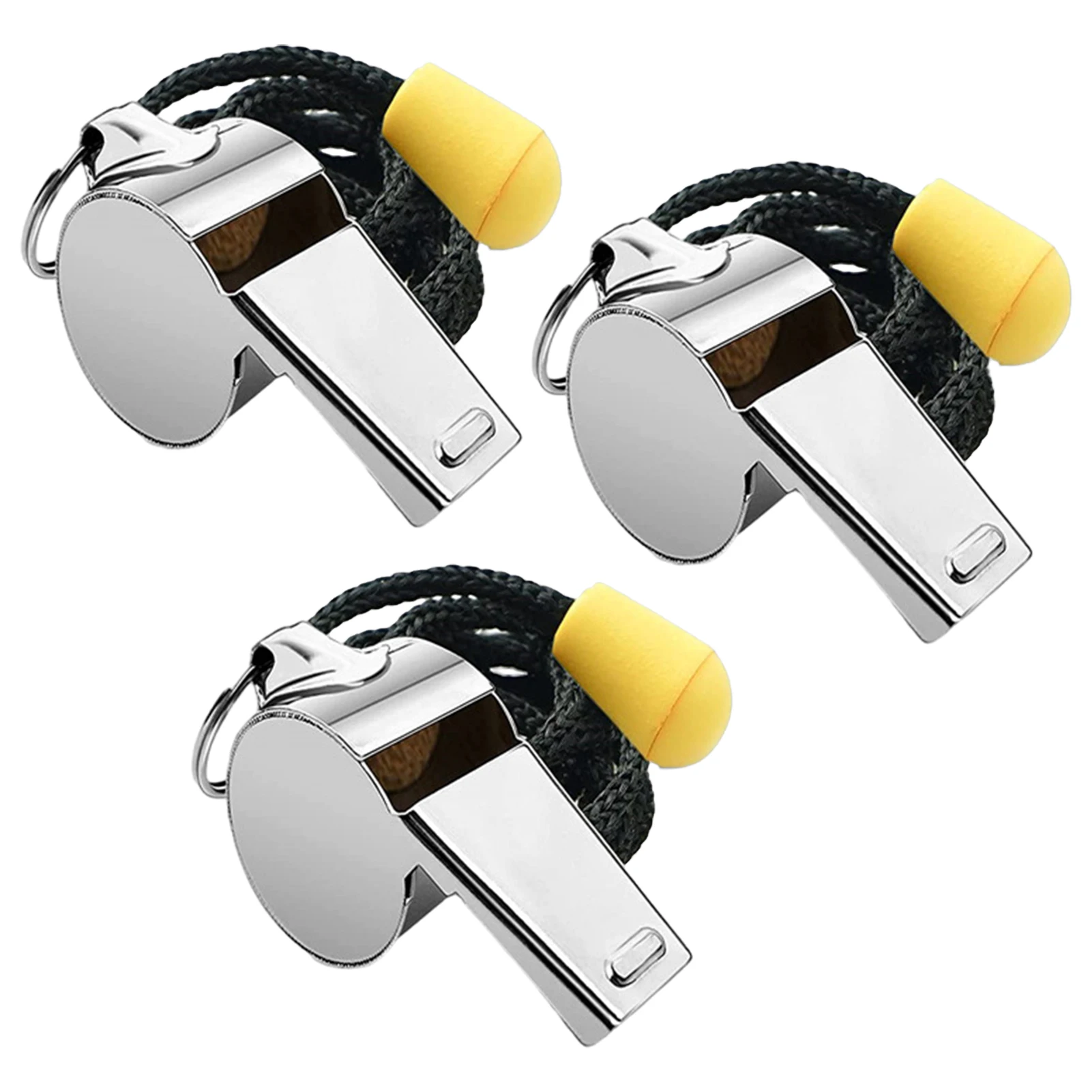 

3pcs Teachers Polices Outdoor Sports Whistle Training With Lanyard Coaches Stainless Steel Reusable Emergency Silver Referees