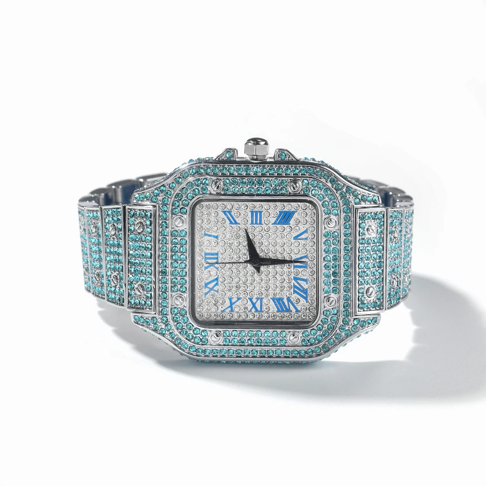 UWIN Men's Quartz Watch Big Dial Full Iced Out Minimalist Diamond   Rhinestone Waterproof Wrist Watch Luxury Fashion Watch