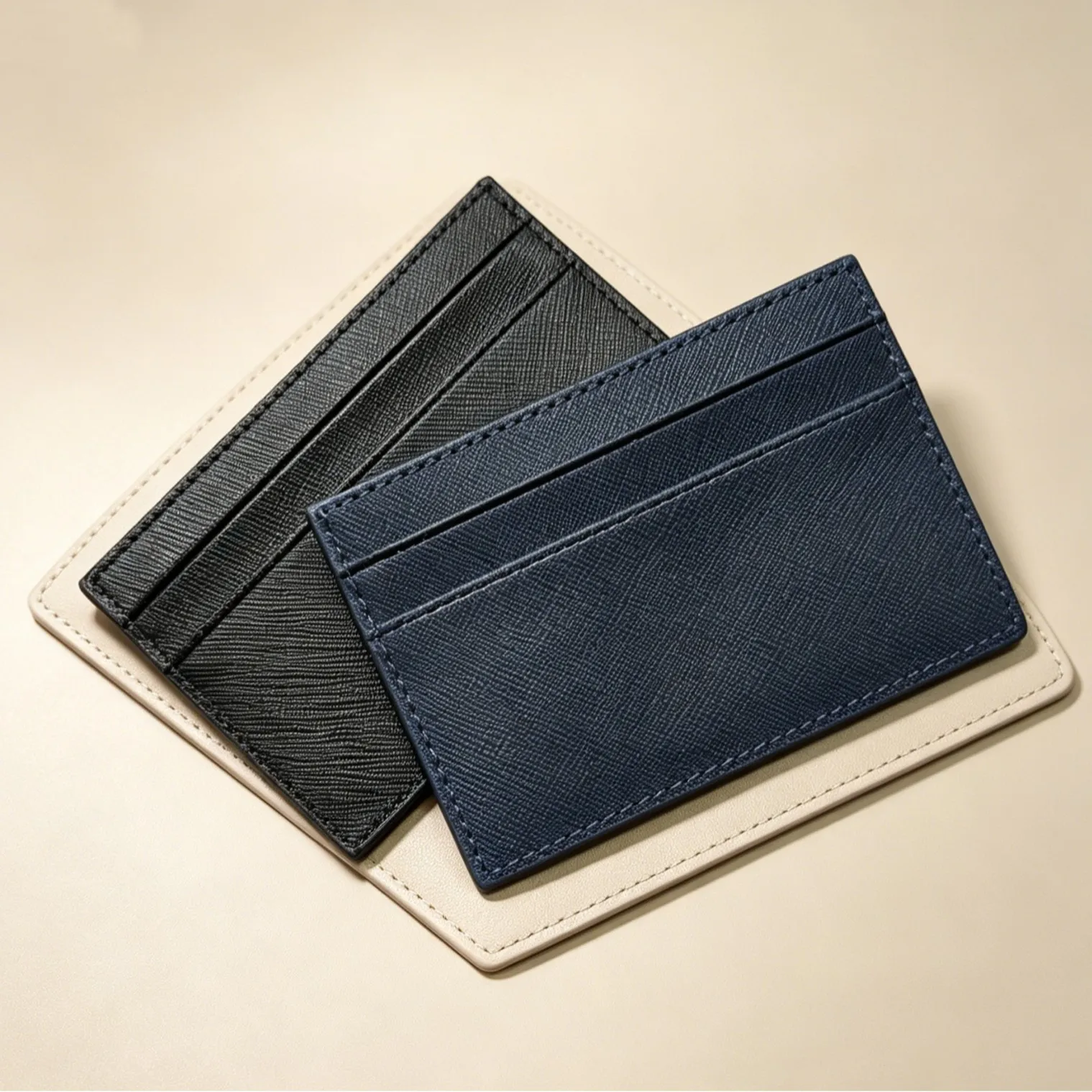 Sleek Saffiano Leather Minimalist Card Wallet