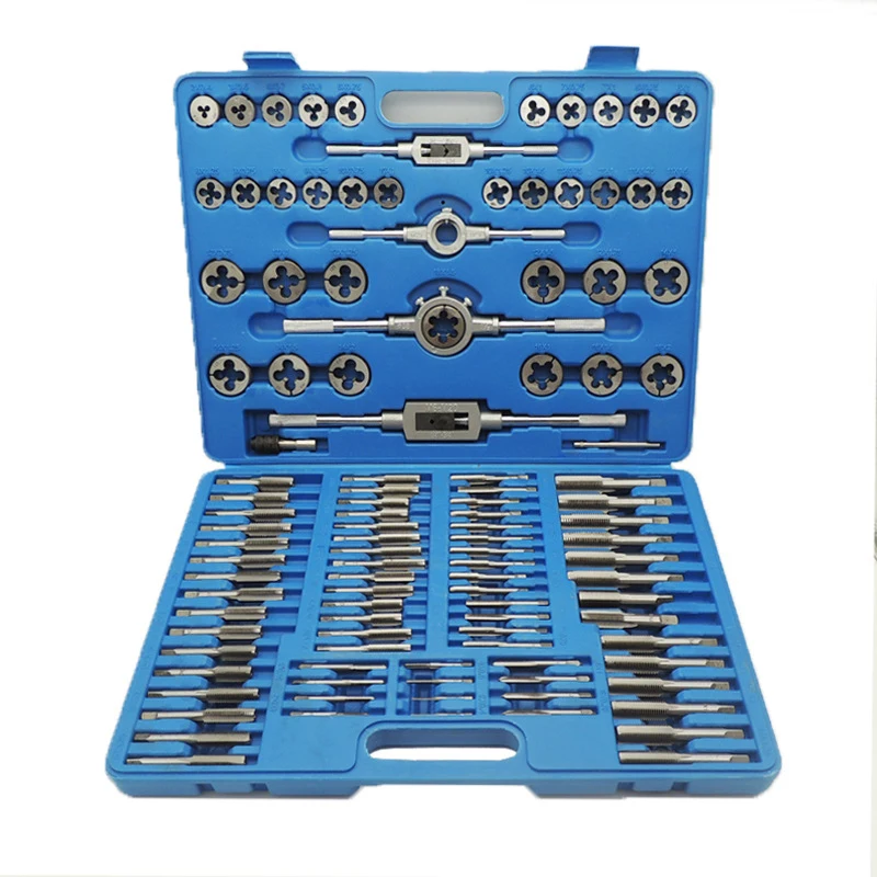 

Tap and Die Set 110PCS Metric M2-M18 Hand Threading Cutting Wrench Tools Tungsten Steel for Machine Tool Precision Modules