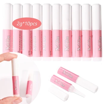 2g*10Pcs Press on Nails Mini Transparent Glue Fast Dry Decorate Tips Acrylic False Nails Glue on Nails Rhinestone Extension Glue