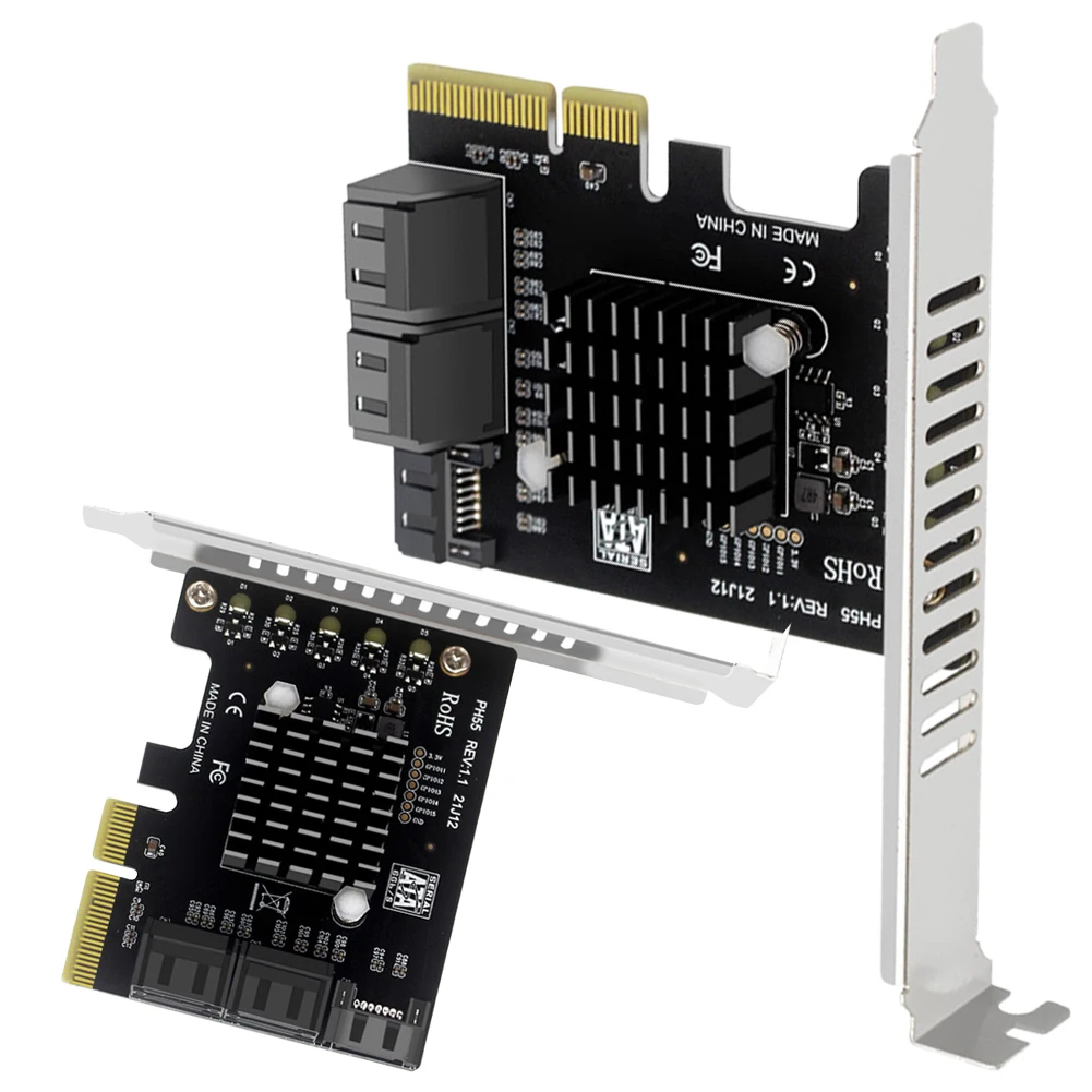 PCIe to 5 포트 확장 카드, Jmb585 칩, PCI-E to SATA 확장 카드, Windows, Linux, Mac OS용 캐스케이드 트림 지원
