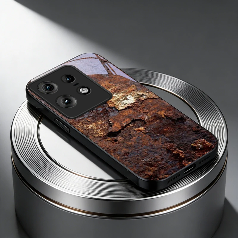 Rust Texture Black Glass Phone Case Cover