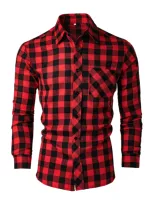 Chemise à carreaux décontractée à manches longues pour hommes, chemise boutonnée à revers de printemps et d'automne 2
