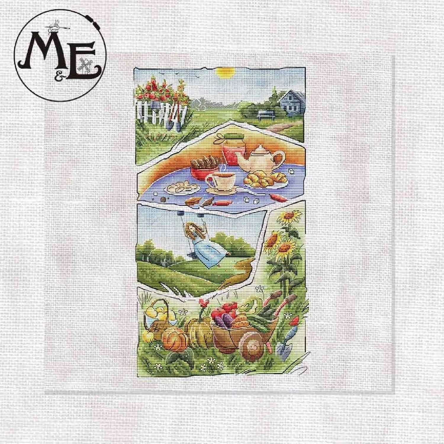 

Набор для вышивки крестиком 20-SUMMER picnics 29-44, Набор для вышивки крестиком Aida 14CT 14CT из холста, декор для гостиной
