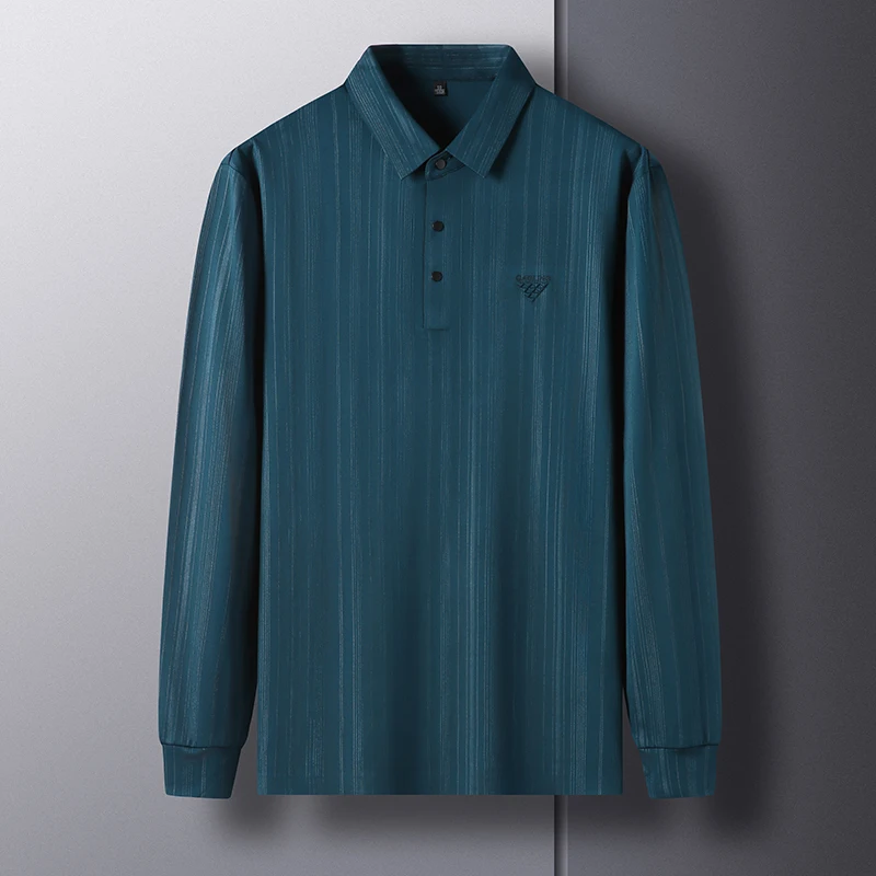 

Pure Color T-shirts Man Polo Shirt Printing Spring Autumn High-quality End Business Lapel Casual Soft Long Sleeve New Fashion