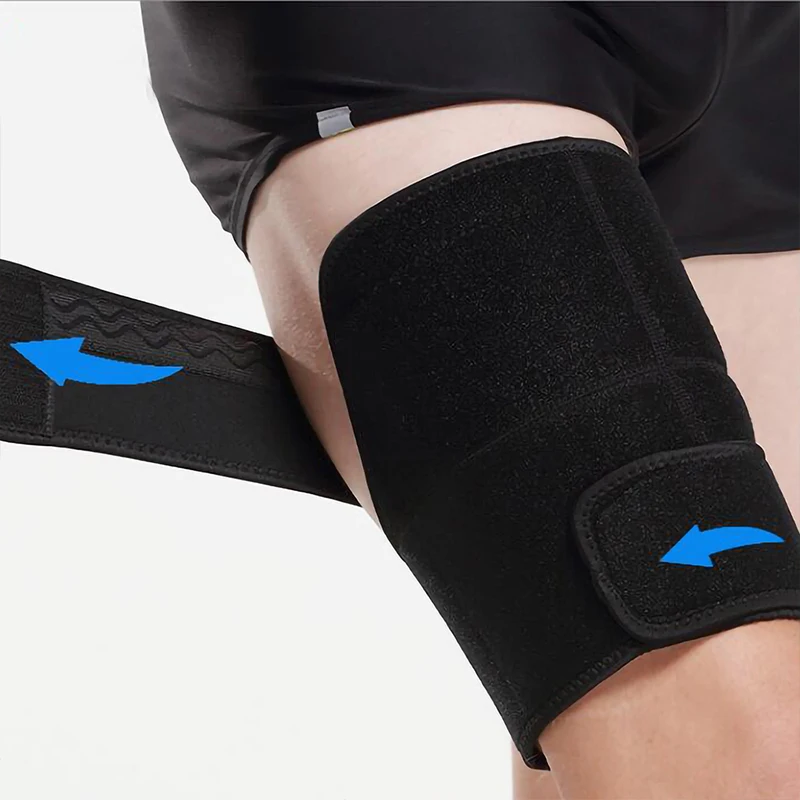 

Adjustable Thigh Brace Wrap Upper Leg Support Compression Sleeve for Pulled Groin Muscle Sprains Quadricep Tendinitis Workouts