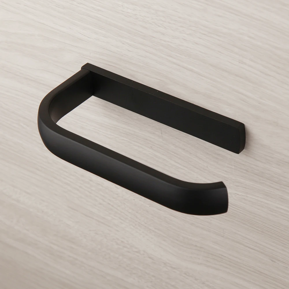 Torayvino Matte Black & Chrome Polished Bathroom Shelf Paper Holder Coat Hook Towel Rack Simple Style Hardware Accessories Set