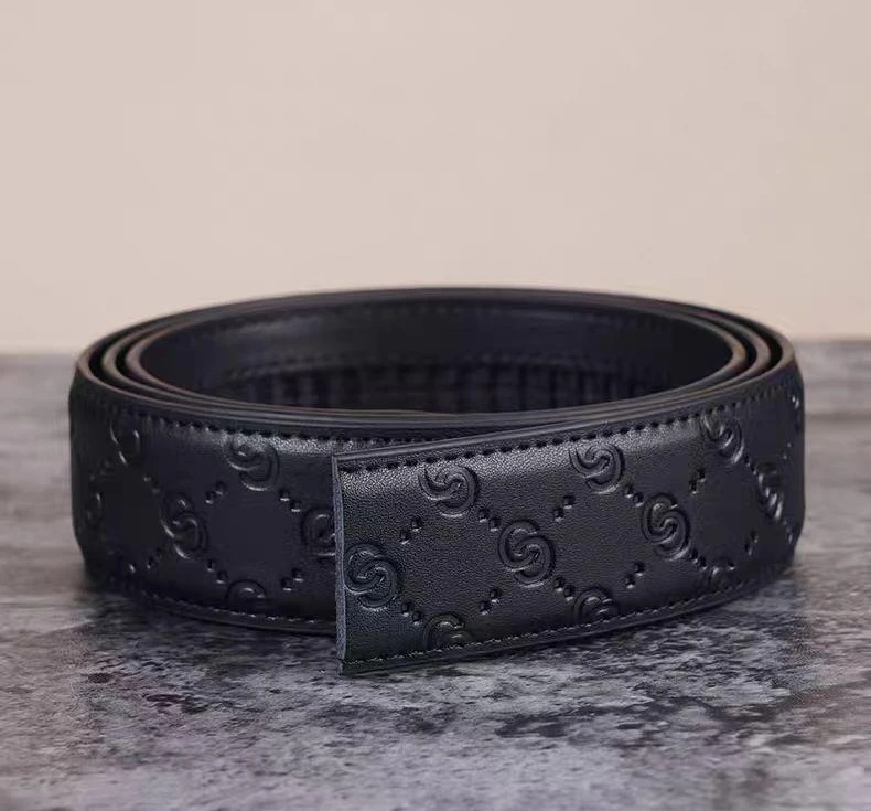 2 Stücke männer Doppel G Gürtel Keine Schnalle 3,5 cm Breite Marke Hohe Qualität Gürtel PU Leder Automatische Schnalle Gürtel körper Riemen für Jeans – Detail 5
