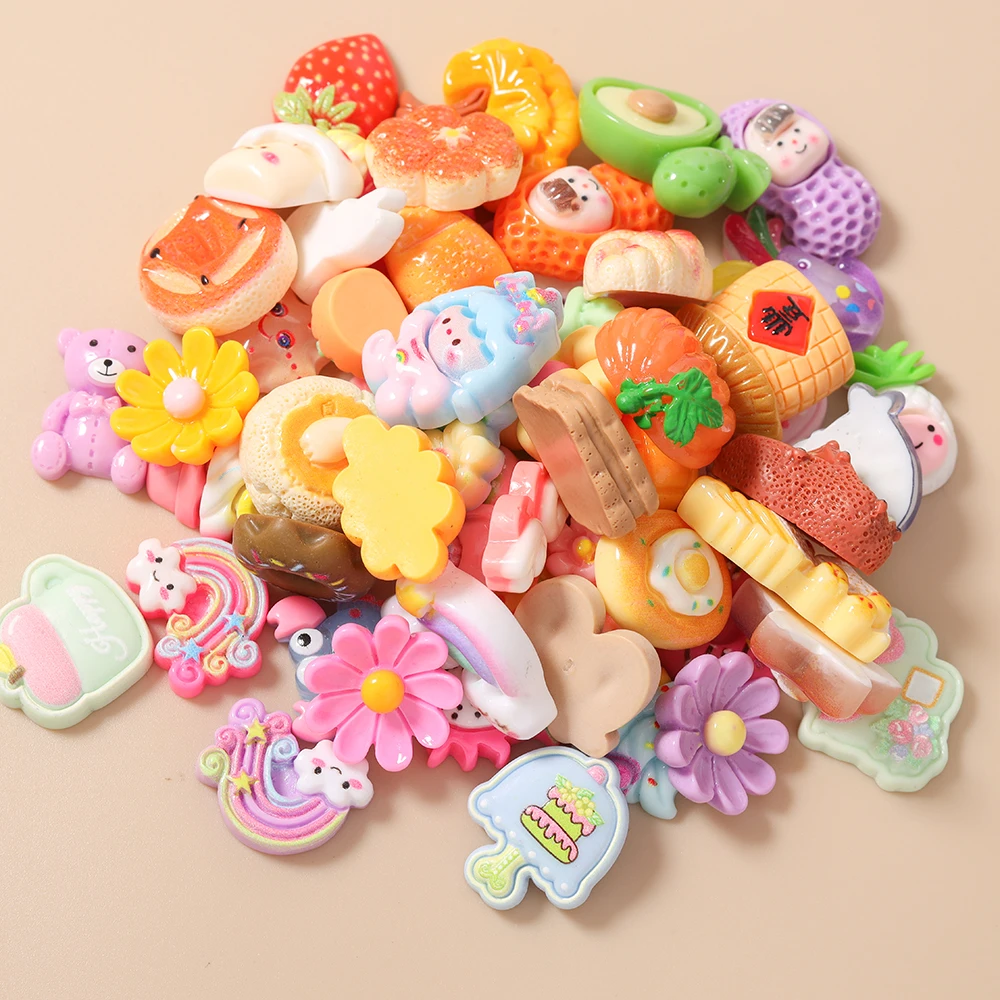 Leslie Gemischte 5/20 Stück Niedliche Harz-Blumen-Frucht-Tier-Anhänger Cabochons für DIY Nagelkunst, Handyhüllen und Schmuckherstellung