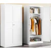 Metal Wardrobe Cabinet with Hanging Rod,White Armoire Wardrobe Closet,Metal Clothing Storage Cabinet with Adjustable Shelves 3