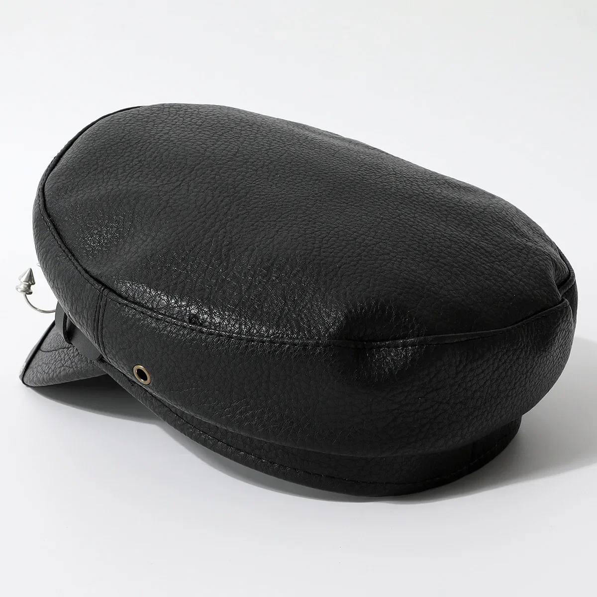 Women Hats Leather Rivet Show Navy Cap Skinny Cap New Niche Punk Hip Hop Wind Beret Black PU Military women military hat mens hat