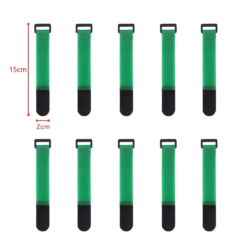 10-Pack Reusable Colored Nylon Hook and Loop Cable Ties