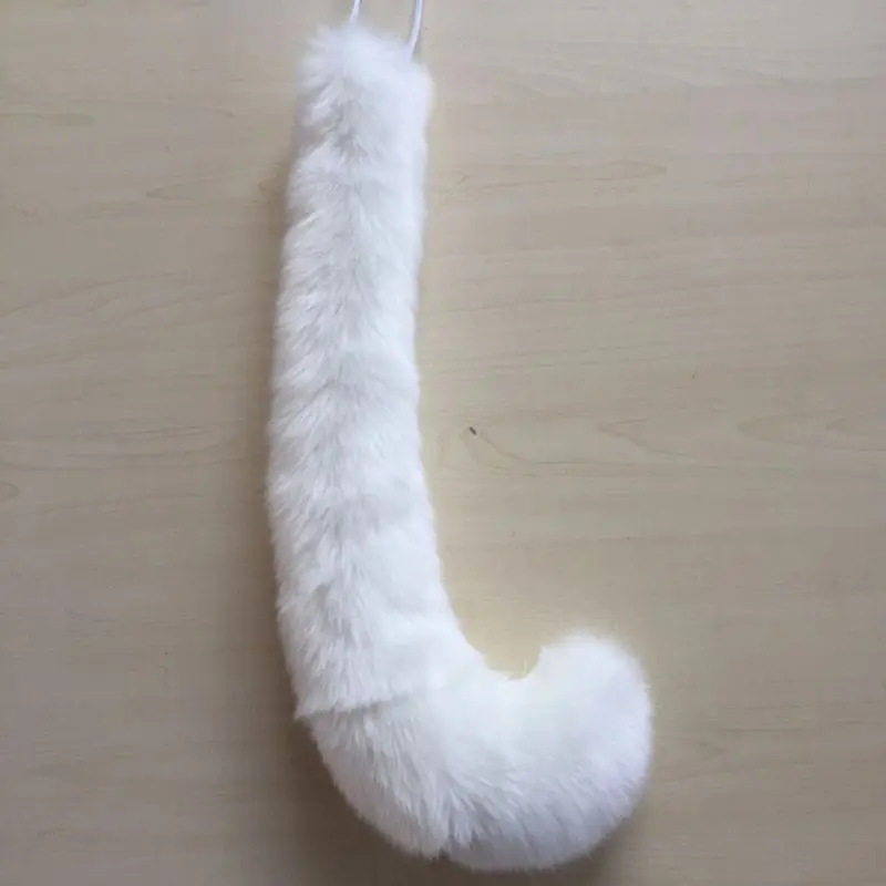 Adult Kids Anime Solid Color Plush for CAT Wolf Cosplay Props Animal Ears Bandana Long Tail Halloween Costume