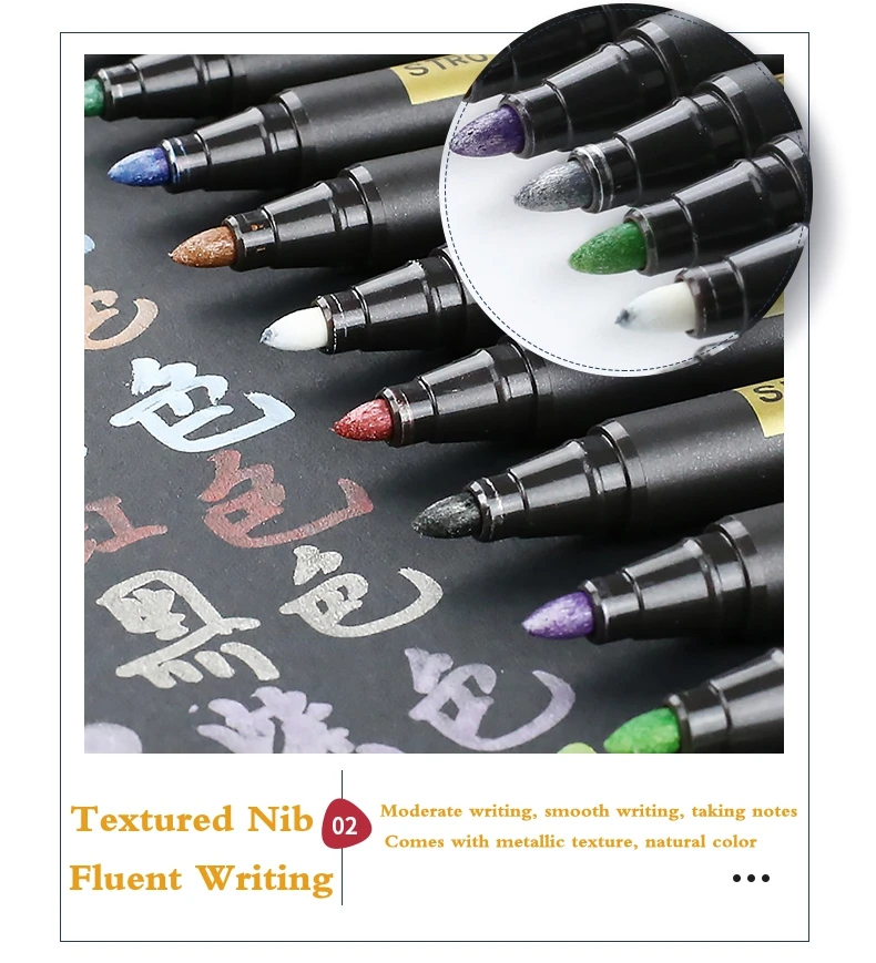 10/20 farben Metallic Farbe Marker Stift Permanent Schreiben Rock Malerei Fotoalbum Sammelalbum Glas Holz Leinwand Karte Kunst marker – Detail 4