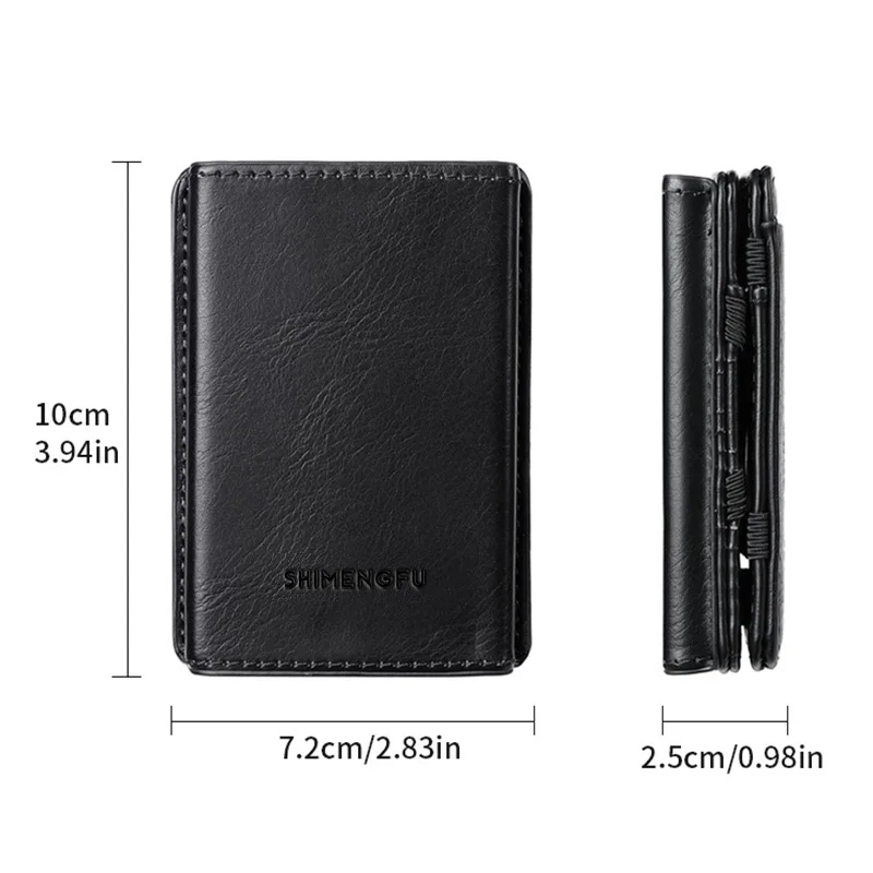 Unisex Customized Magic Designed RFID PU Leather Pop-Up Wallet Aluminum Short Case Card Holder for Credit Cards