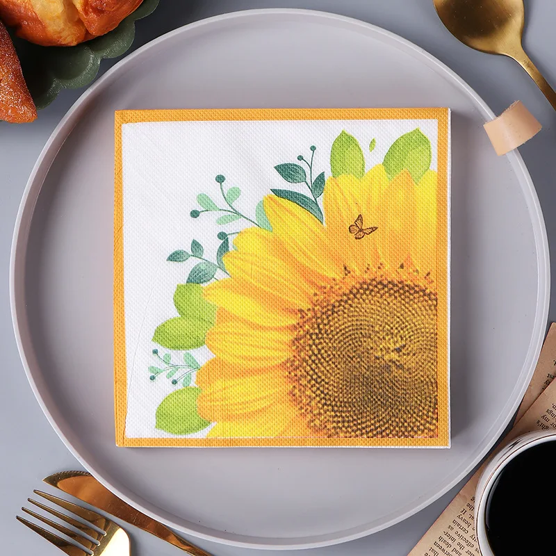 20pcs/pack Flower Printed Decoupage Disposable Napkin Paper Tissue Wedding Party Table Supplies Decoration disposable tableware,paper napkins