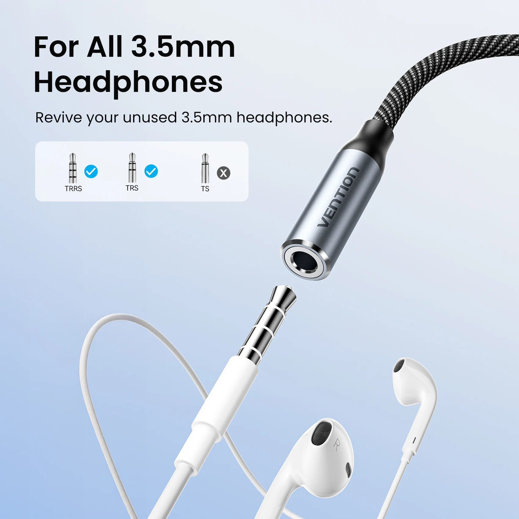 벤션 USB 타입 C - 3.5mm 이어폰 어댑터 잭 헤드폰 USB C 케이블 Aux 오디오 케이블 어댑터 (아이폰 17, 16, 삼성 S24 호환)