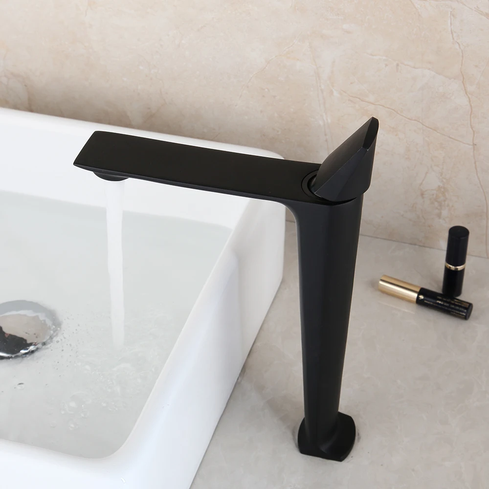 KEMAIDI Rose Gold Bathroom Basin Sink Faucet Square Brass Bathroom Mixers Single Handle White Vanity Sink Mixer Faucet Basin Tap