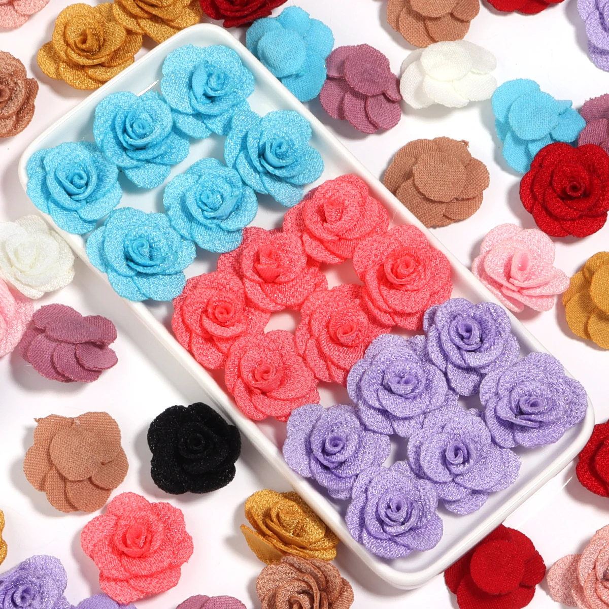 10-Piece Set of 3cm Handmade Three-Dimensional Rose Flower Accessories