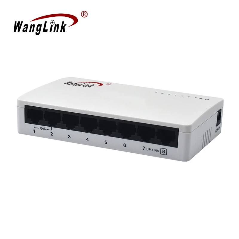 Wanglink 10/100Mbps 8 포트 네트워크 플라스틱 비관리형 이더넷 스위치 지원 QOS VLAN 확장