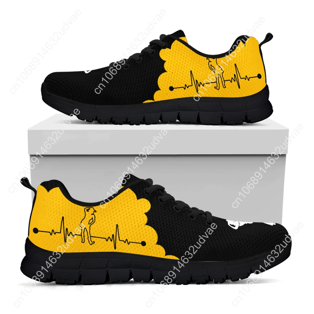 Yellow And Black Color Contrast Design Line Dance Sneakers Comfortable Breathable Shoes Knitted Shoes Zapatos Planos