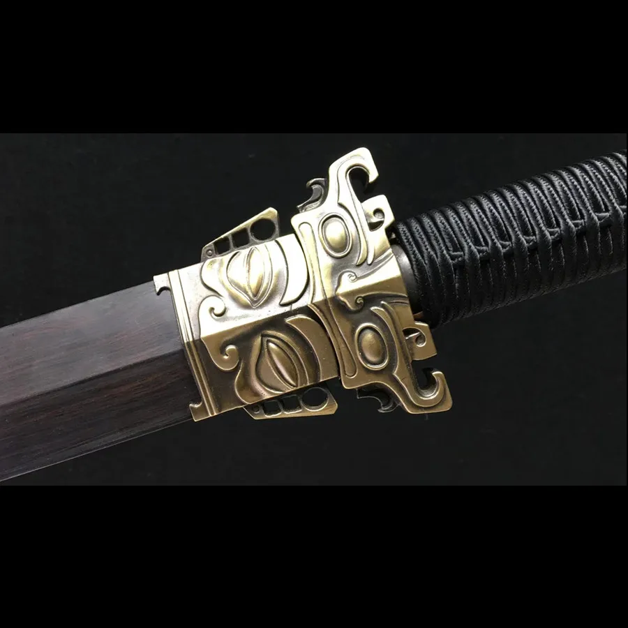 High Quality Chinese KungFu Jian Han-jian Sword Katana Hand Forge Damascus Steel Blade Ebony Sheath Full Tang New Nice