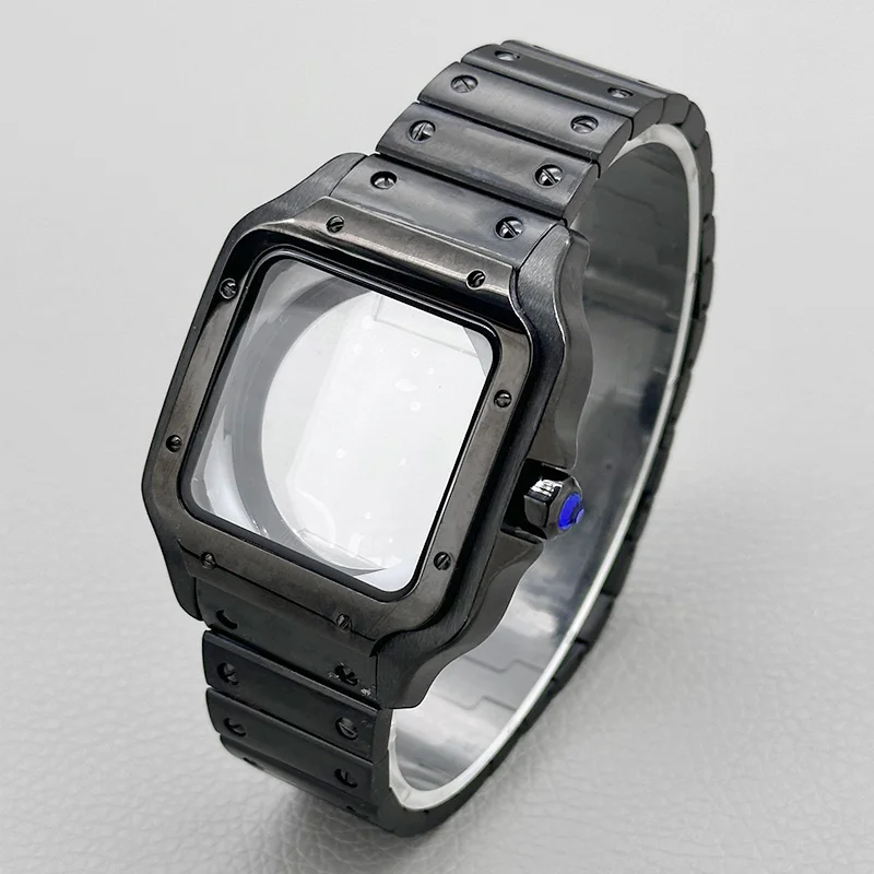 Mod 38mm Santo Uhrengehäuse mit Transparentem Boden, Passend für NH35 NH36 4R Uhrwerk, Quadratisches Uhrengehäuse, 27mm Zifferblatt und Armband, Reparaturteile – Detail 4