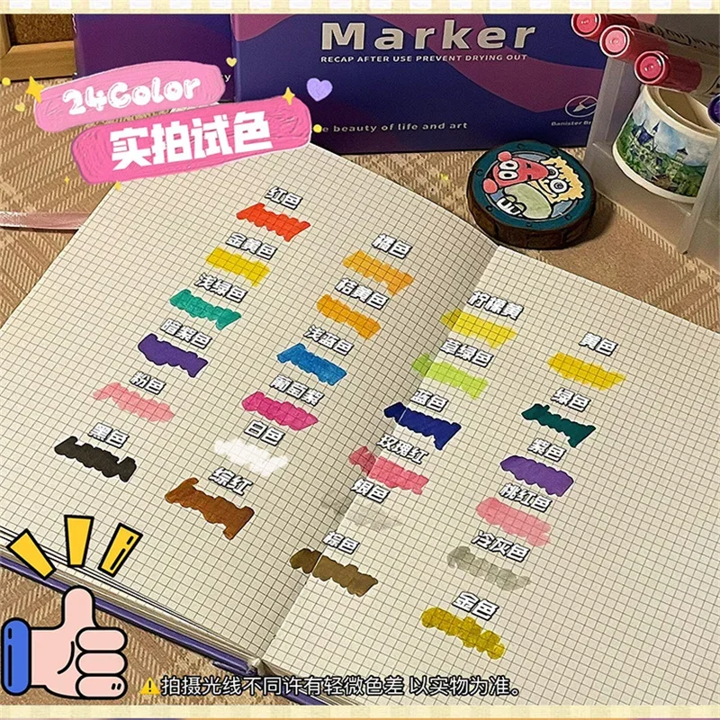 12/24 Colors Acrylic Marker Pens Waterproof Pen Soft brush Nib Student Art For Glass Stone Metal Glass Wood Plasctic Paper