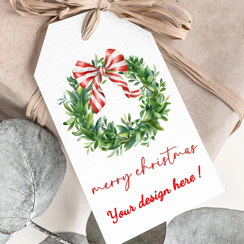 50pcs Merry Christmas Gift Tags Labels Handmade Labels for Clothes Knitting Diy New Year Party Packaging