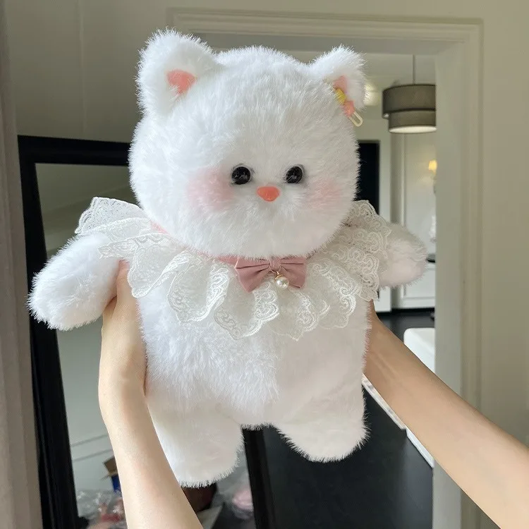 

White Cat Plush Toy Children's Plush Doll Birthday Gift With Detachable Zipper
