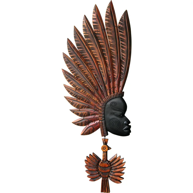 

Nordic Room Decoration Solid Wood African Figures Wall Hanging Decoration Hanging Pendant Aesthetic Room Decor Wooden Ornaments