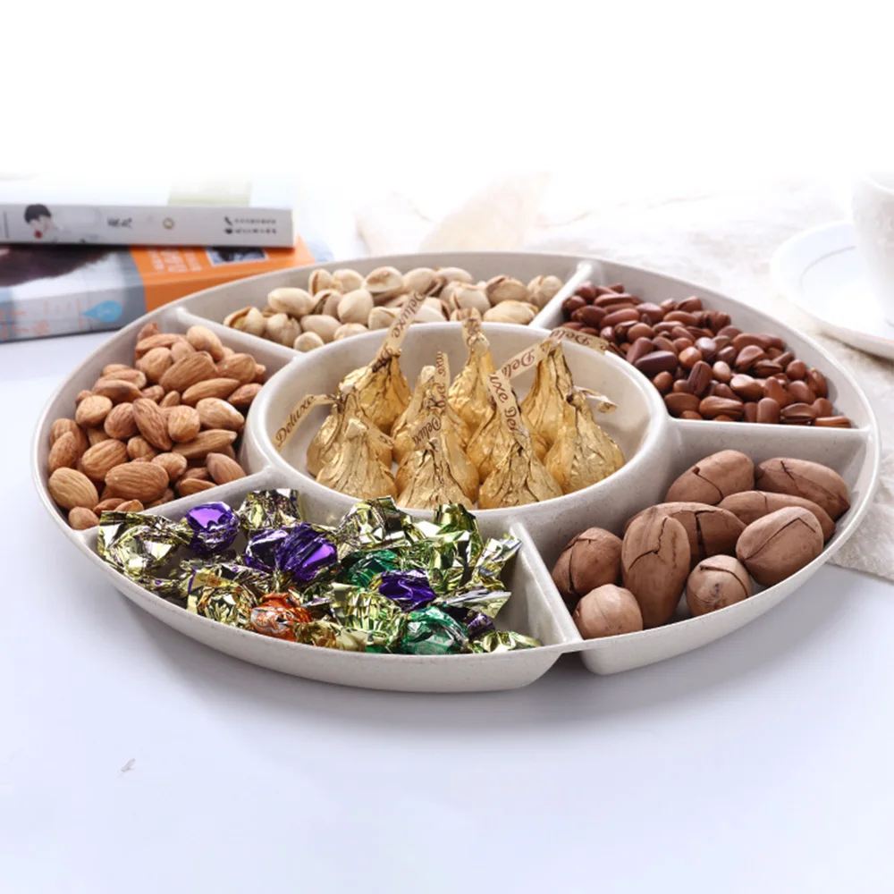 6-Compartment Food Storage Tray Dried Fruit Snack Plate Appetizer Serving Platter For Party Candy Pastry Nuts Dish 1 Pc Fruit Plate Snack Dish