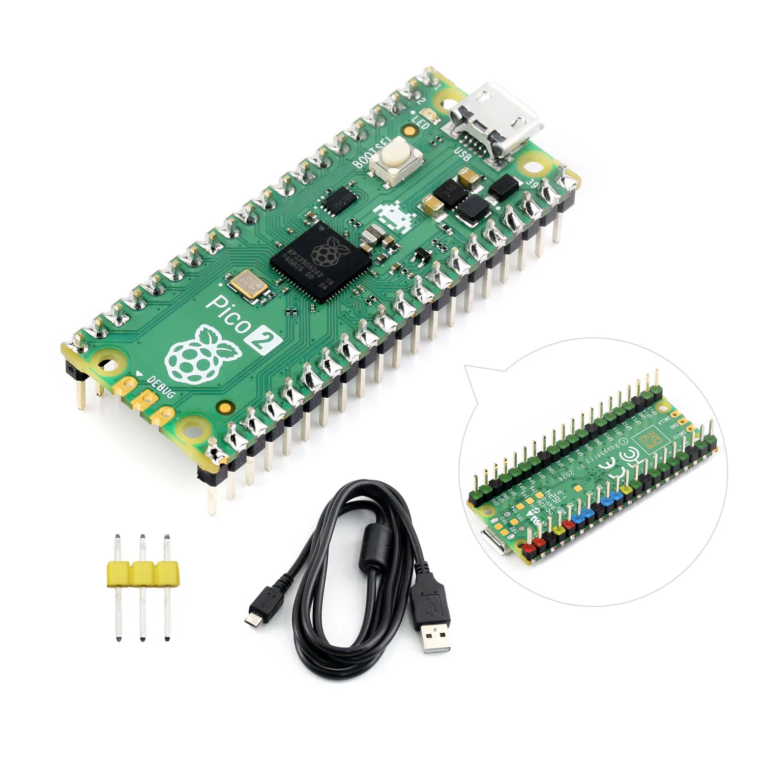 Microcontroller Board Raspberry Pi Pico 2 Microcontroller Board Based on Official RP2350 Chip Dual-core Development Kit with Waveshare Accessory