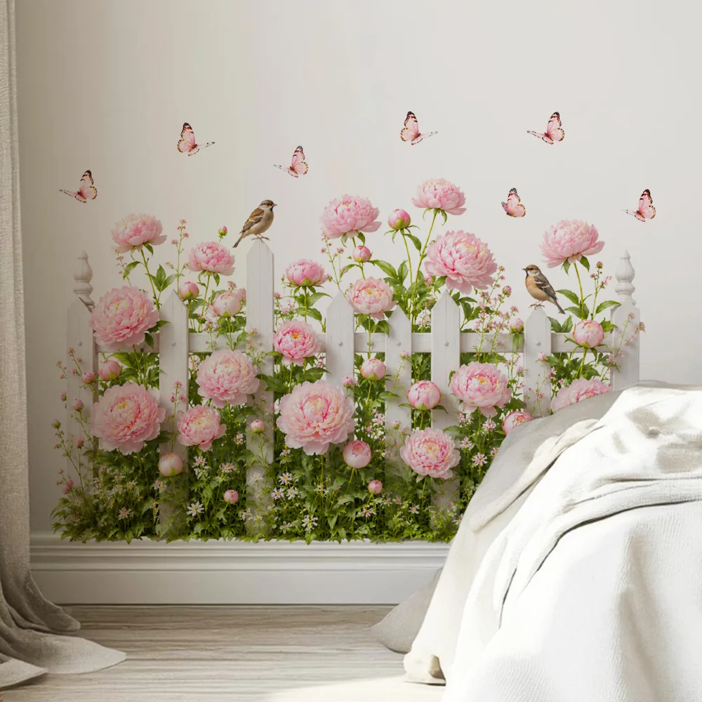 Charming Vintage Peony Bloom Removable Wall Mural Decor